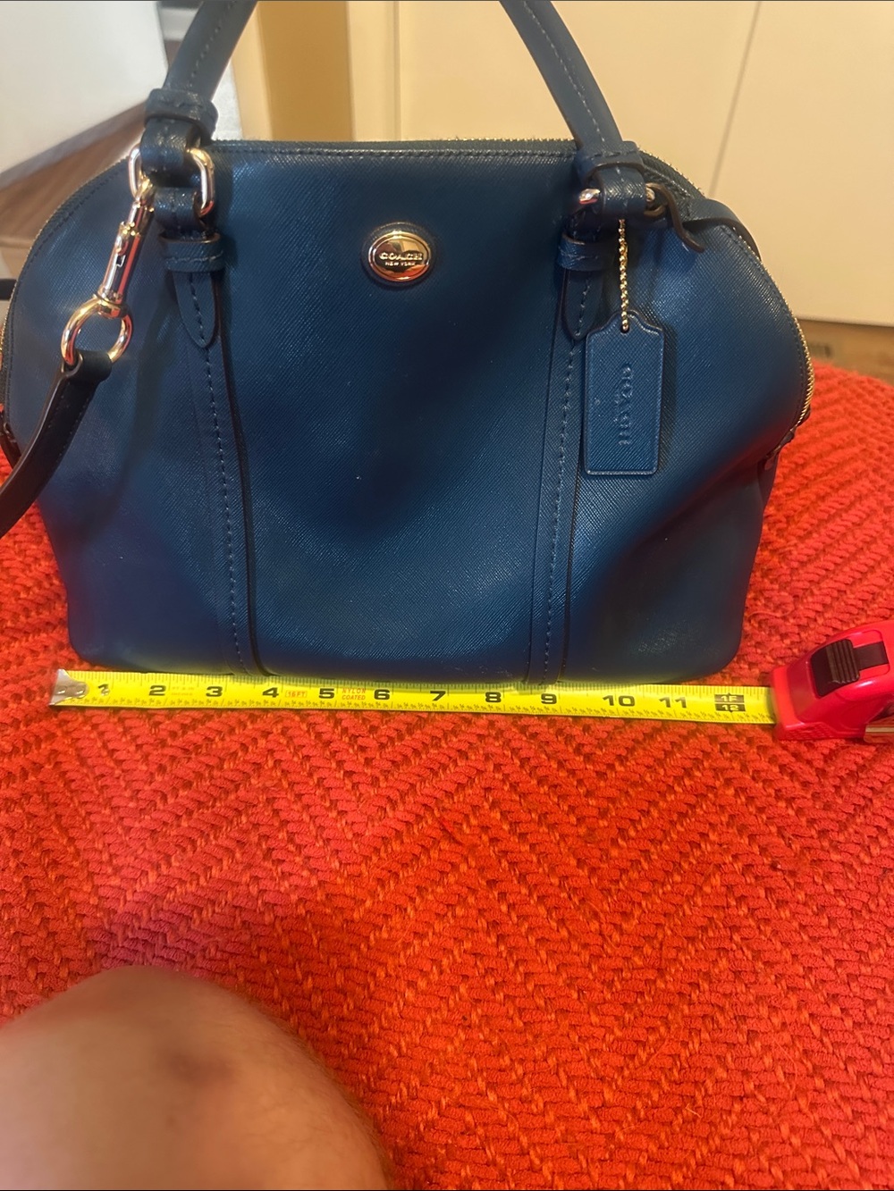 Coach Teal Blue Leather Dome Satchel with Removable Strap - Picture 14 of 15